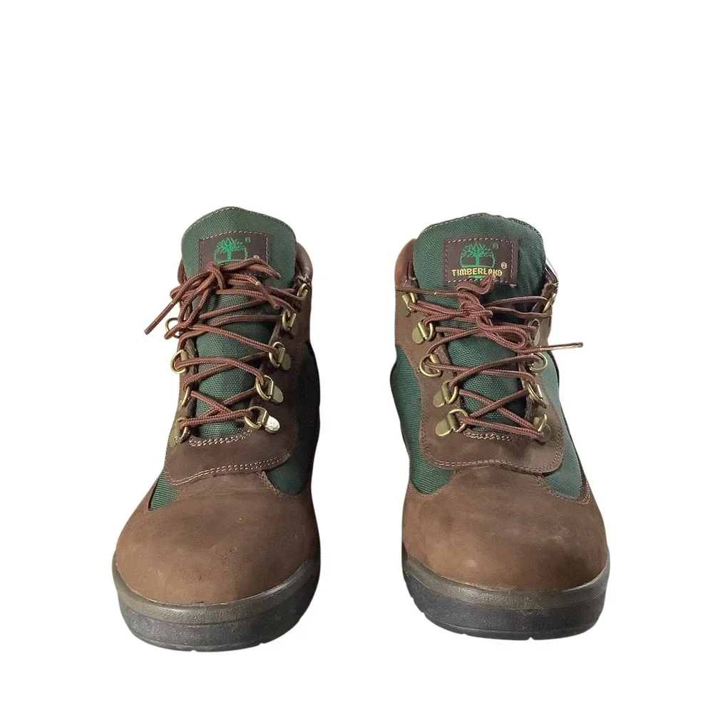 Timberland Field Boots Boys 7 Brown Green Leather Mid Top Gorpcore Lace Up